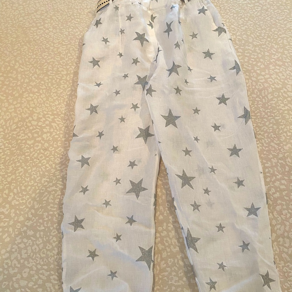 White linen star pants